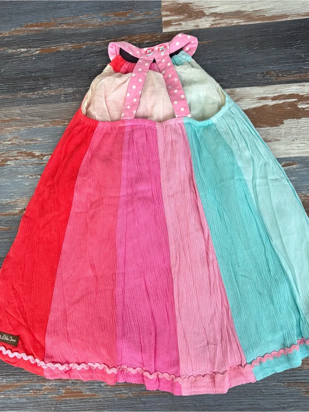 Matilda Jane Girls Colorblock Halter Dress in Aqua, Pink, Coral, Red size 8